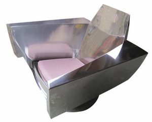 poltrona design originale / in pelle / in acciaio inossidabile / extralarge