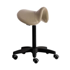 sgabello operativo in acciaio cromato / in plastica / in ecopelle / con rotelle