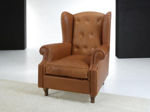 poltrona classica / in pelle / con schienale alto / imbottita