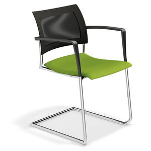 sedia visitatore moderna / in tessuto / in legno / con braccioli