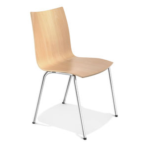 sedia visitatore moderna / in faggio / in plastica / imbottita