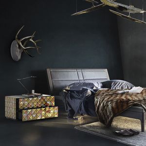 comodino design originale / in acrilico / rettangolare / con cassetti