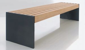 panca pubblica / moderna / in legno esotico / in lamiera d'acciaio