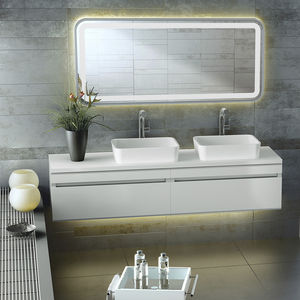 lavabo da appoggio / rettangolare / in resina / in pietra calcarea
