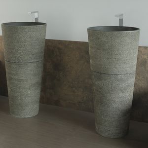 lavabo da terra / rotondo / in pietra naturale / moderno