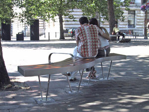 panca pubblica / moderna / in legno / in acciaio inox