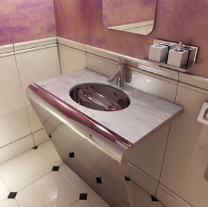 lavabo da appoggio / rettangolare / in marmo / moderno