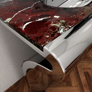 lavabo da appoggio / rettangolare / in marmo / in acciaio inossidabile