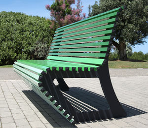 panca pubblica / moderna / in legno / in acciaio galvanizzato