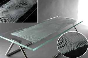 pannello in vetro decorato / per mobile / traslucido