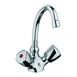 miscelatore doppio comando per lavabo / da appoggio / in metallo cromato / termostatico