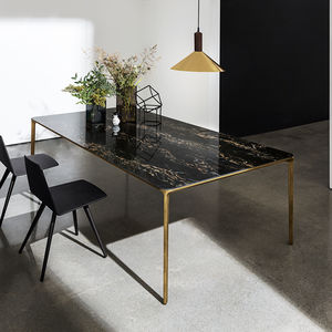 tavolo da pranzo moderno / in legno / in vetro temprato / in vetro laccato