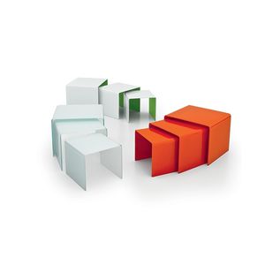 tavolino estraibile moderno / in legno laccato / in vetro curvato / in vetro fumè