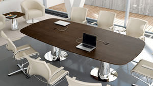 tavolo da riunione moderno / in legno / ovale