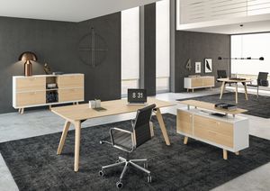 scrivania direzionale / in legno / in vetro / moderna
