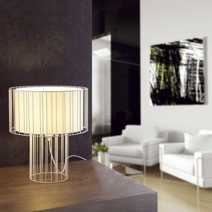 lampada da tavolo / moderna / in acciaio / in tessuto