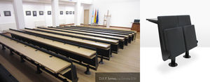 sedia per auditorium in metallo / in tessuto / base d’appoggio centrale
