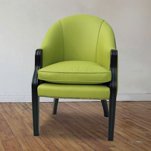 sedia classica / imbottita / in pelle / verde