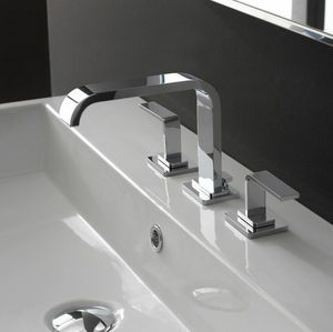 miscelatore doppio comando per lavabo / da appoggio / in nichel / in metallo cromato