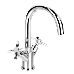 miscelatore doppio comando per lavabo / da appoggio / in metallo / da bagno