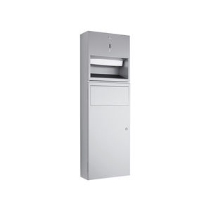 distributore di salviette da parete / in acciaio inox / con cestino