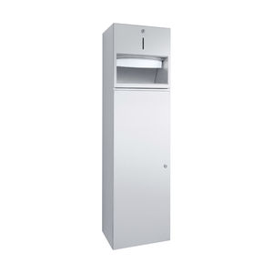 distributore di salviette da parete / in acciaio inox / con cestino
