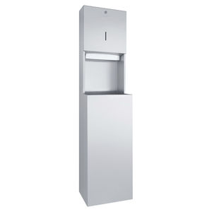 distributore di salviette da parete / in acciaio inox / con cestino