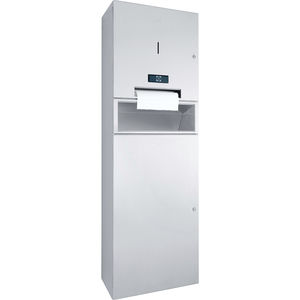 distributore di salviette da parete / in acciaio inox / con cestino / elettronico