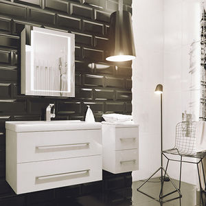 mobile lavabo in laminato / sospeso / moderno / con specchio