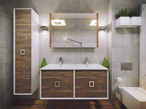 mobile lavabo doppio / in legno / sospeso / moderno