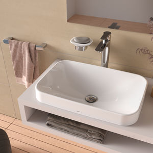 lavabo da appoggio / rettangolare / in ceramica / moderno