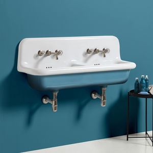 lavabo doppio / sospeso / in ceramica / classico