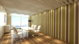 pannello acustico per soffitto / in poliestere / ignifugo / per ufficio
