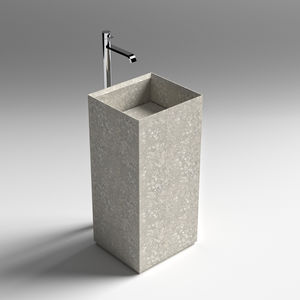 lavabo da terra / quadrato / in pietra naturale / moderno