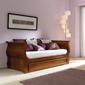 letto con letto estraibile / singolo / in stile vittoriano / in noce