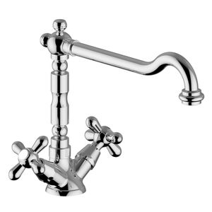 miscelatore doppio comando per lavabo / da appoggio / in metallo cromato / da bagno