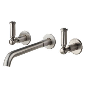 miscelatore doppio comando per lavabo / da parete / in ottone cromato / da bagno