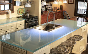 Bancone da cucina / in vetro / dritto / luminoso original thinkglass Top cucina in vetro