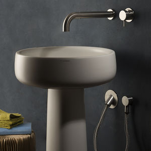 miscelatore per lavabo / da parete / da incasso / in acciaio inox