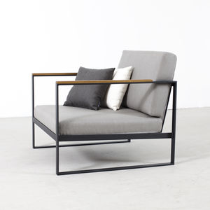 poltrona moderna / in teak / in acciaio inossidabile / a slitta