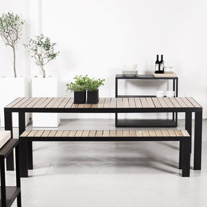 panca da giardino / moderna / in teak / in acciaio inox