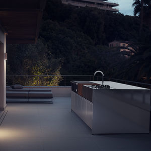 cucina moderna / in acciaio inox / con isola / modulare