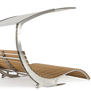 chaise longue moderna / idrorepellente / in iroko / in acciaio inossidabile