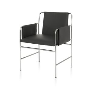 sedia visitatore moderna / con braccioli / imbottita / in pelle