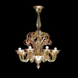 lampadario classico / in vetro soffiato / in metallo / a incandescenza