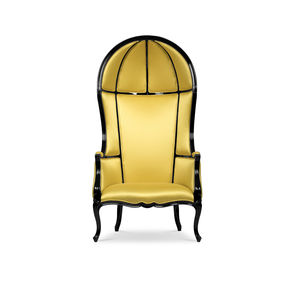 poltrona moderna / in raso / in legno laccato / con schienale alto