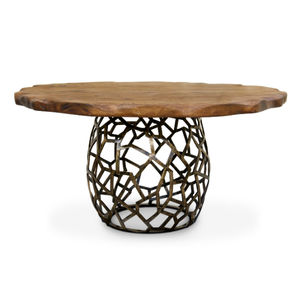 tavolo da pranzo moderno / in legno / in ottone / tondo