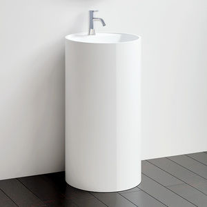 lavabo da terra / tondo / ghisa minerale / moderno
