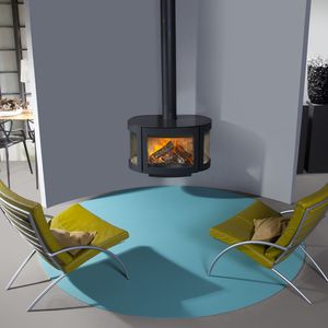 stufa a legna / moderna / a 3 facce / in ceramica