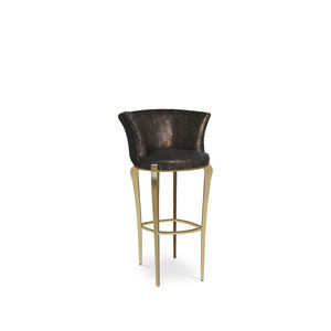 sedia alta classica / imbottita / in tessuto / in legno dorato a foglia oro